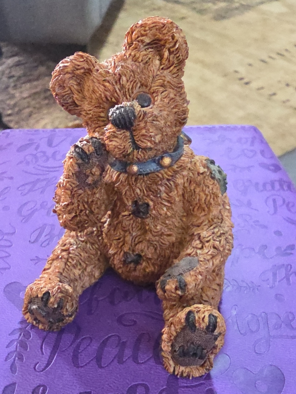 Boyds Bears Brown Bear Figurine with Blue Collar
